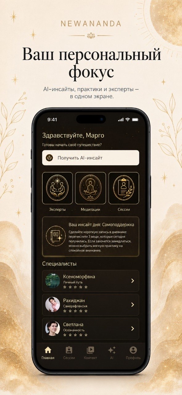 NEWANANDA — Главный экран с AI-инсайтами